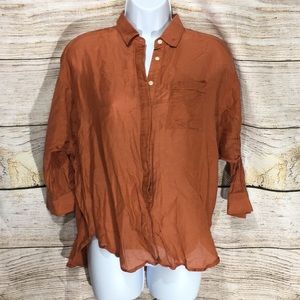 Ann Taylor Loft softened orange small button 3/4